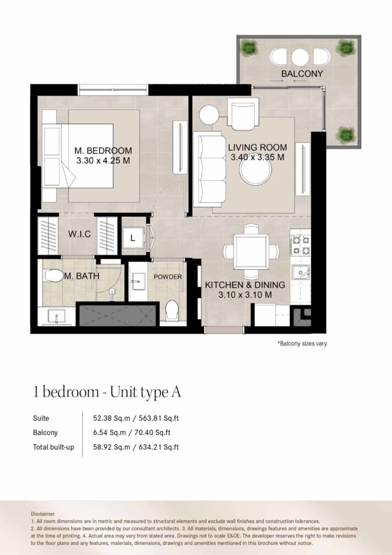 Augusta by Nshama 1 Bedroom Unit Type A Floor Plan