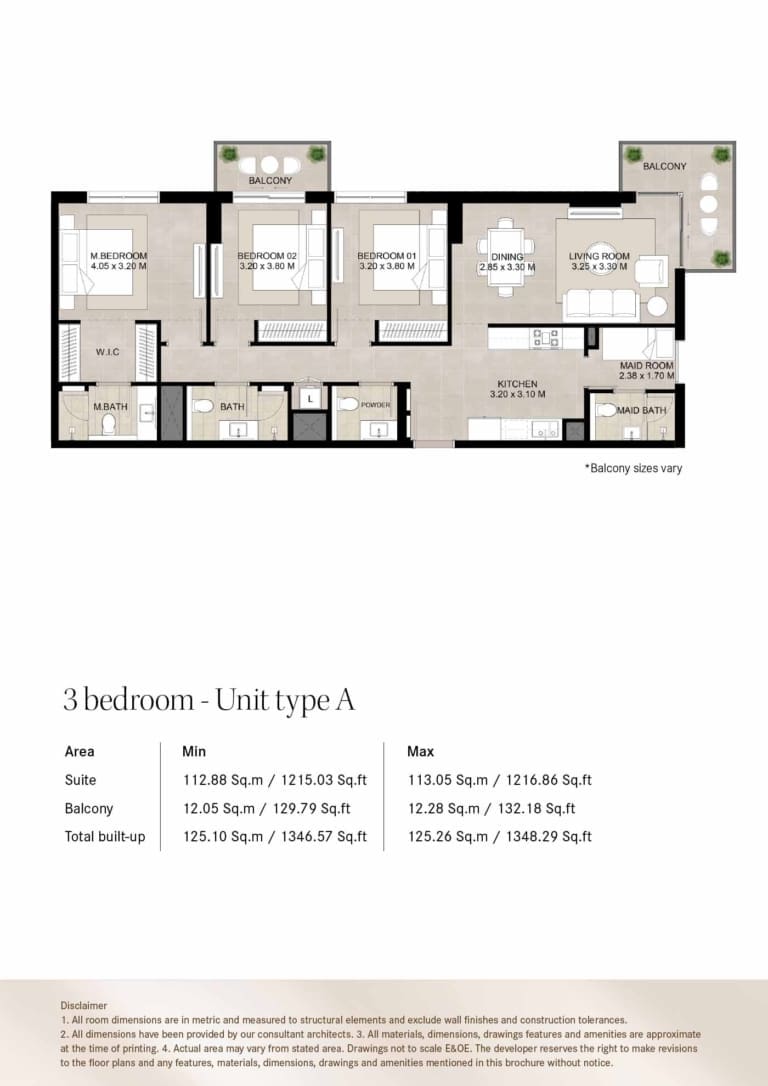 Augusta by Nshama 3 Bedroom Unit Type A Floor Plan