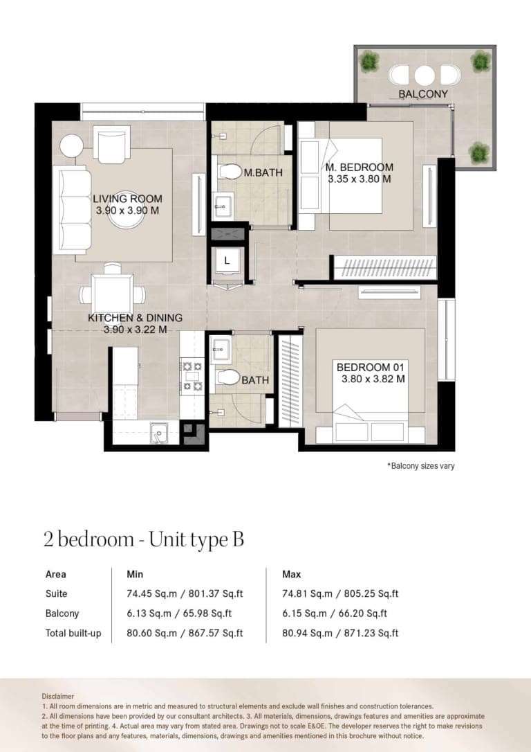 Augusta by Nshama 2 Bedroom Unit Type B Floor Plan