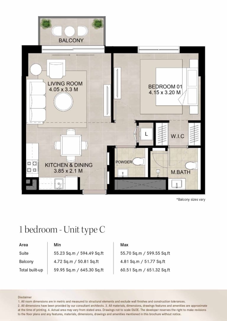 Augusta by Nshama 1 Bedroom Unit Type C Floor Plan