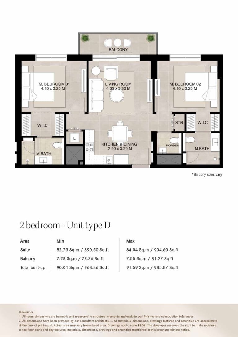 Augusta by Nshama 2 Bedroom Unit Type D Floor Plan