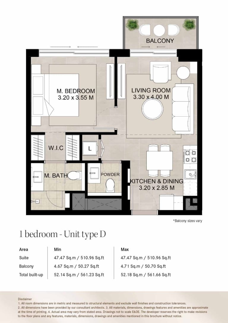 Augusta by Nshama 1 Bedroom Unit Type D Floor Plan