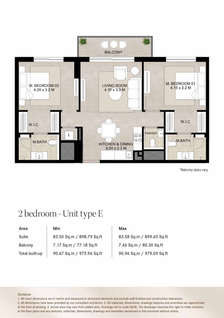 Augusta by Nshama 2 Bedroom Unit Type E Floor Plan