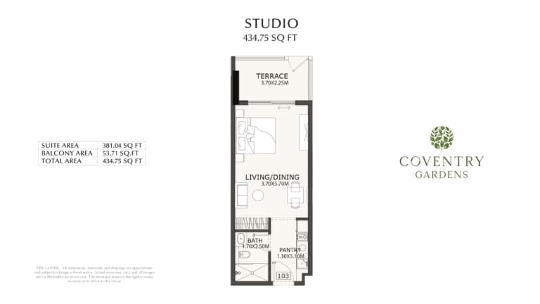 Coventry Gardens Studio Apartment Floor Plan