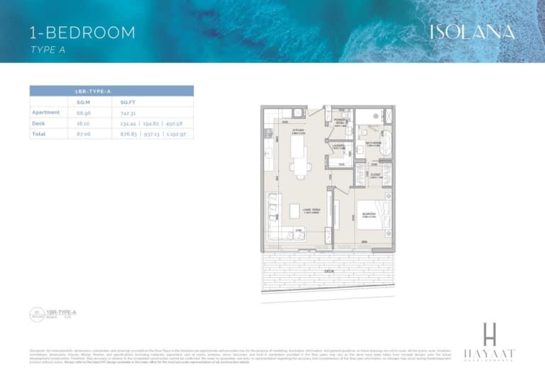 Isolana Residences 1 Bedroom Apartment Type A Floor Plan