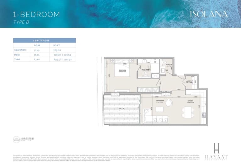Isolana Residences 1 Bedroom Apartment Type B Floor Plan