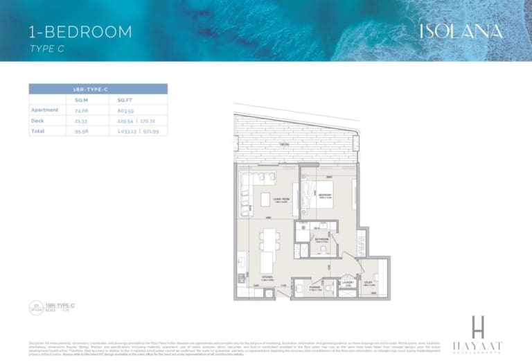 Isolana Residences 1 Bedroom Apartment Type C Floor Plan