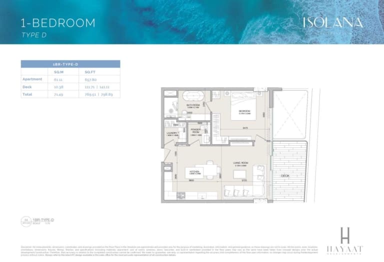 Isolana Residences 1 Bedroom Apartment Type D Floor Plan