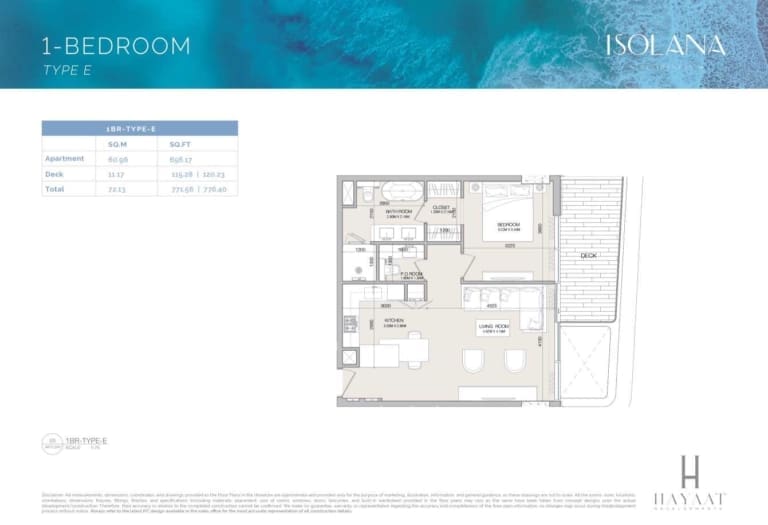 Isolana Residences 1 Bedroom Apartment Type E Floor Plan