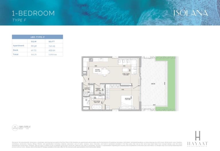 Isolana Residences 1 Bedroom Apartment Type F Floor Plan