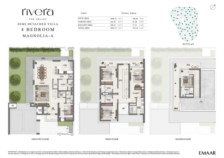 Rivera by Emaar 4 Bedroom Magnolia A Floor Plan