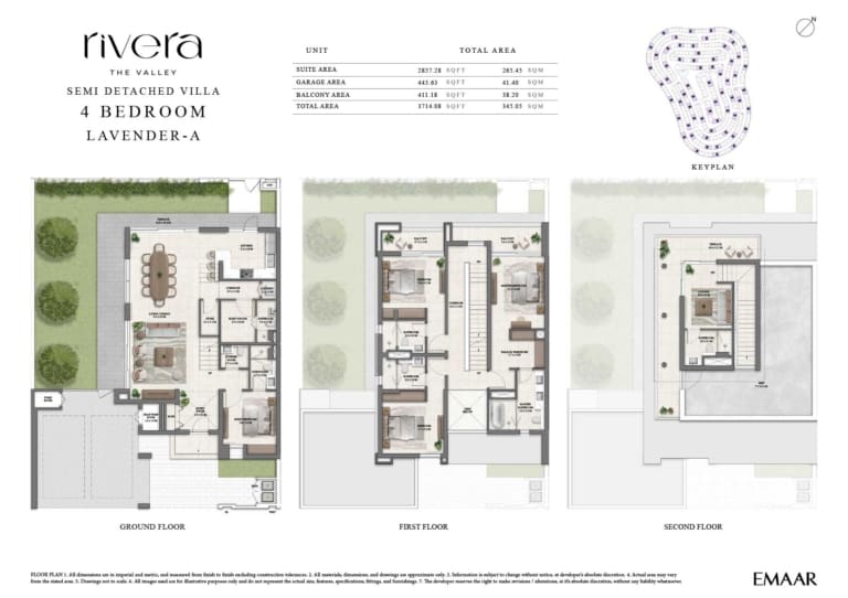 Rivera by Emaar 4 Bedroom Lavender A Floor Plan