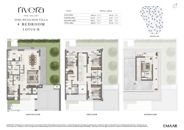 Rivera by Emaar 4 Bedroom Lotus B Floor Plan