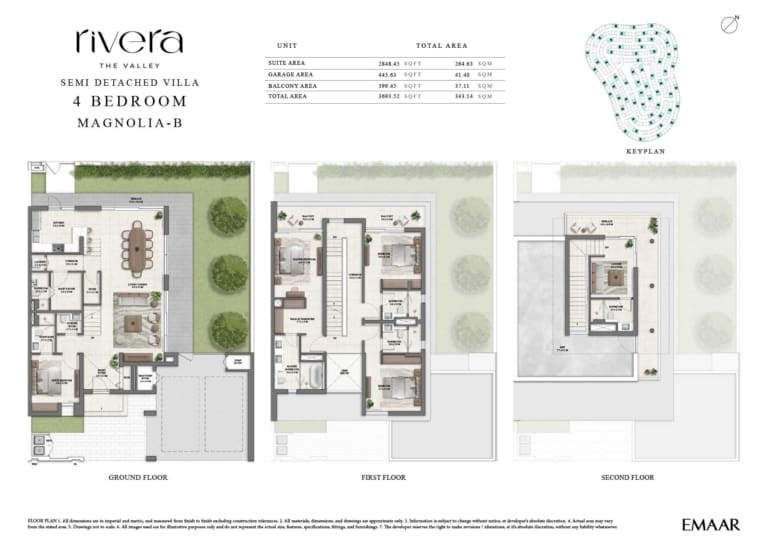 Rivera by Emaar 4 Bedroom Magnolia B Floor Plan