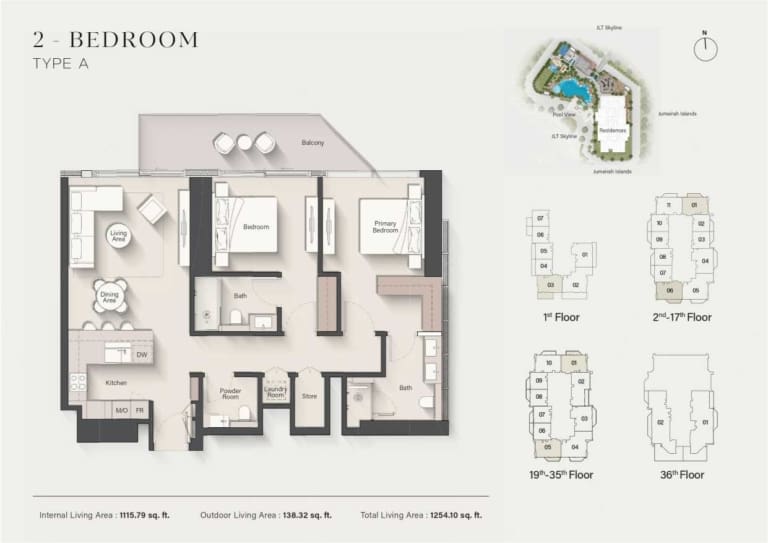 Eltiera Heights 2 Bedroom Type A Floor Plan