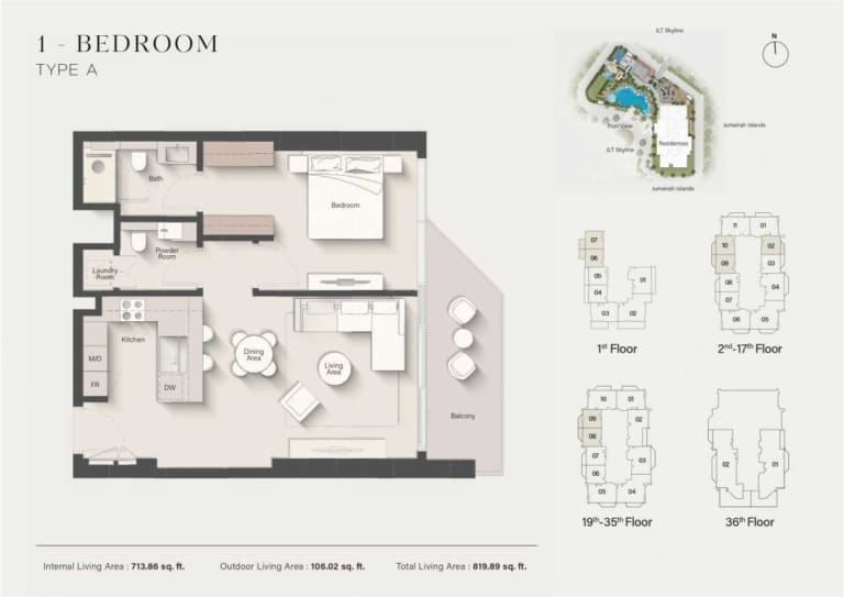 Eltiera Heights 1 Bedroom Type A Floor Plan