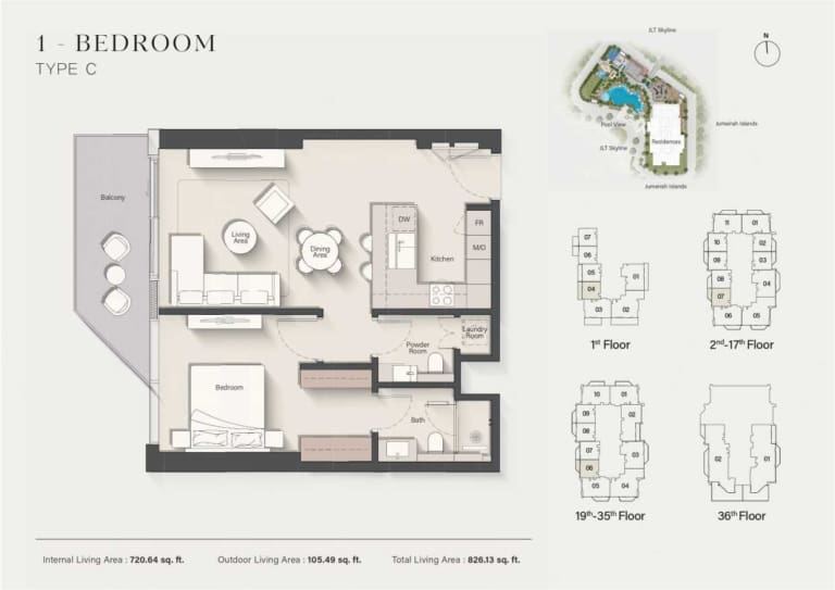 Eltiera Heights 1 Bedroom Type C Floor Plan