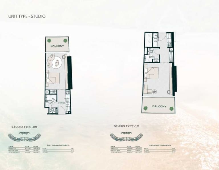 Binghatti Aquarise Studio Apartment Type 09 – 10 Floor Plan