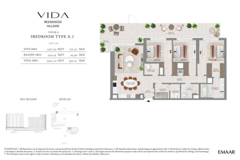 Vida Residences Hillside Park Tower A 3 Bedroom Type A1 Floor Plan