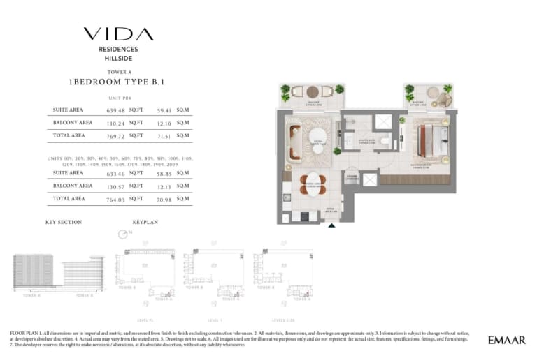 Vida Residences Hillside Park Tower A 1 Bedroom Type B1 Floor Plan