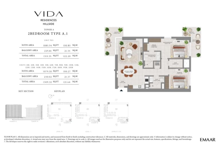 Vida Residences Hillside Park Tower A 2 Bedroom Type A1 Floor Plan