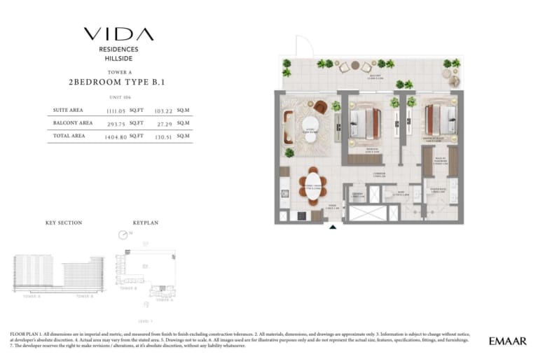 Vida Residences Hillside Park Tower A 2 Bedroom Type B1 Floor Plan