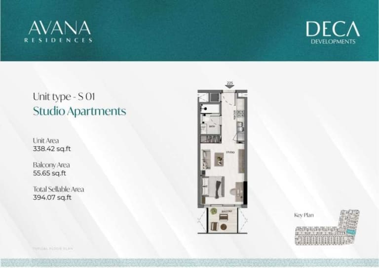 Avana Residences Studio Apartment Type S01 Floor Plan