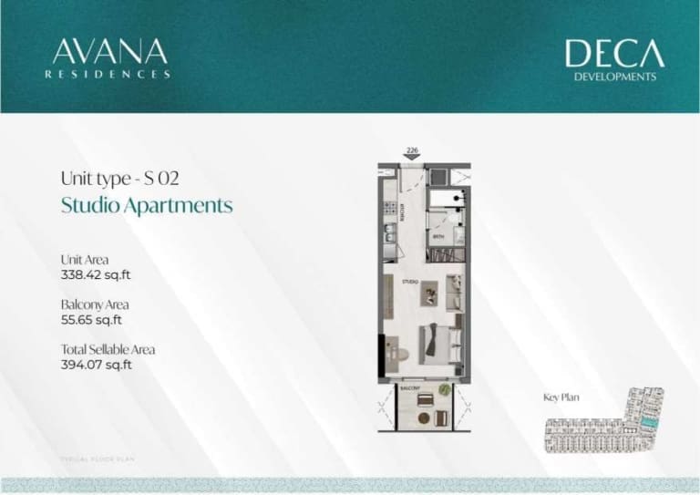 Avana Residences Studio Apartment Type S02 Floor Plan