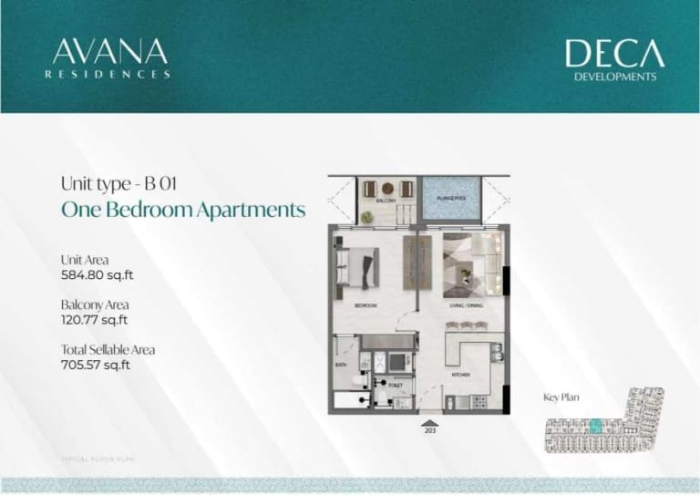 Avana Residences 1 Bedroom Apartment Type B 01 Floor Plan