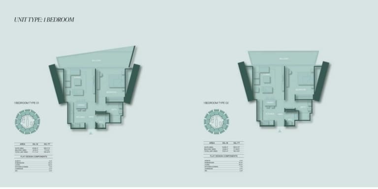Binghatti Circle 1 Bedroom Apartment Type 2 Floor Plan