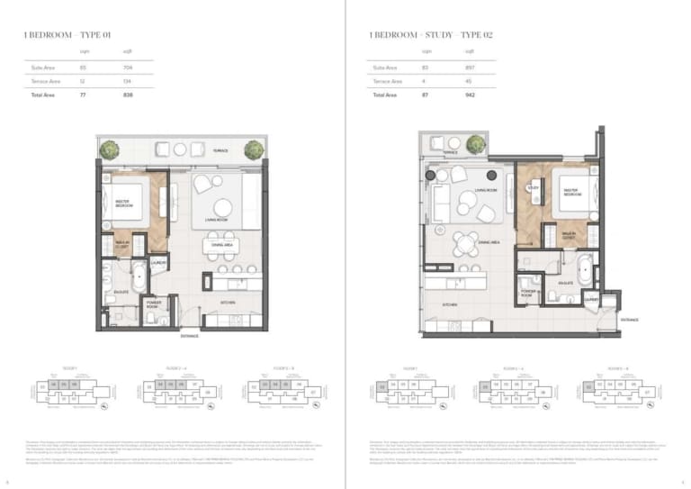 Residences Du Port 1 Bedroom Type 1 & 2 Floor Plan