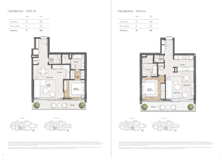 Residences Du Port 1 Bedroom Type 3 & 4 Floor Plan
