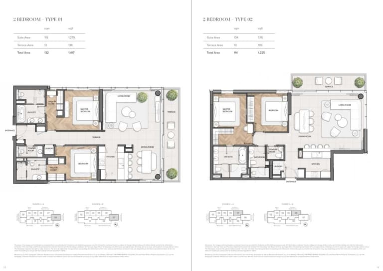 Residences Du Port 2 Bedroom Type 1 & 2 Floor Plan