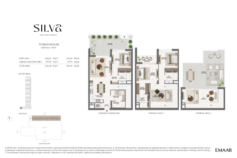 Silva by Emaar Townhouse Unit 2 to 11 Floor Plan