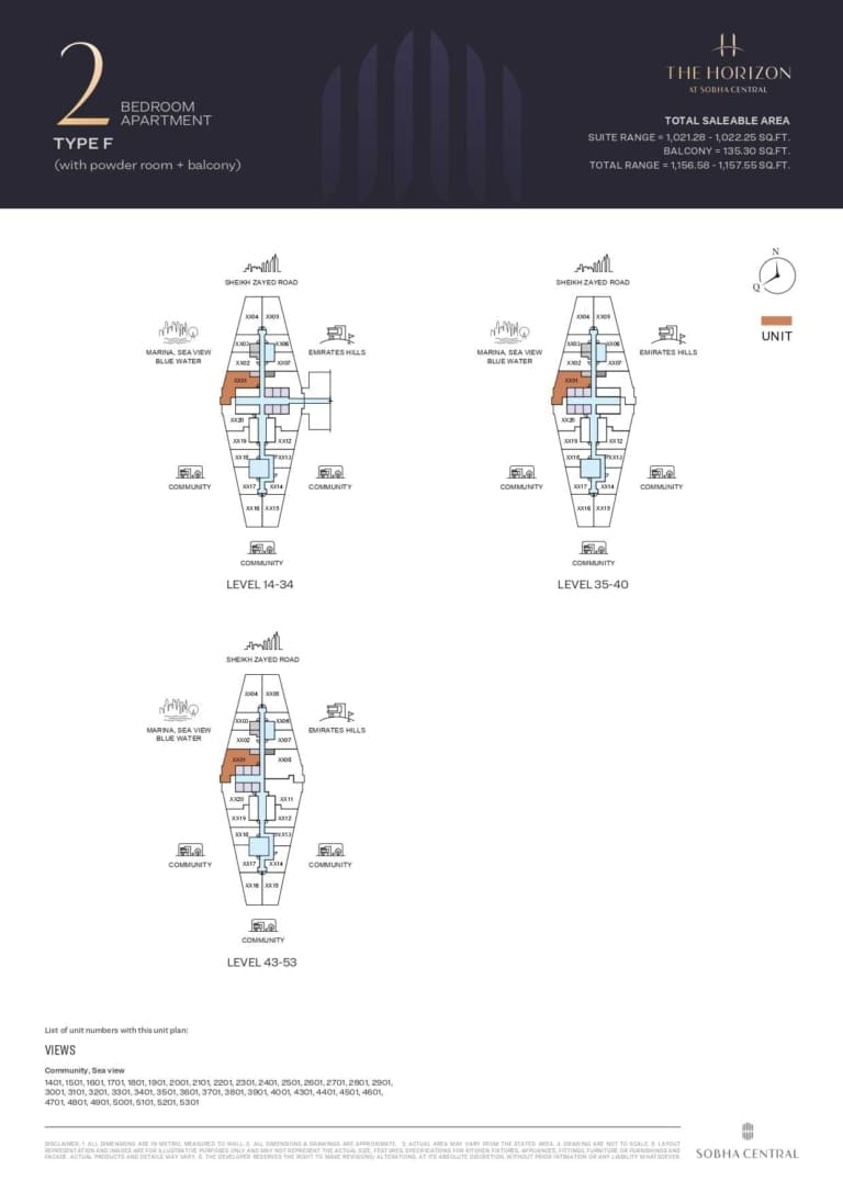 The Horizon 2 Bedroom Type F Floor Plan
