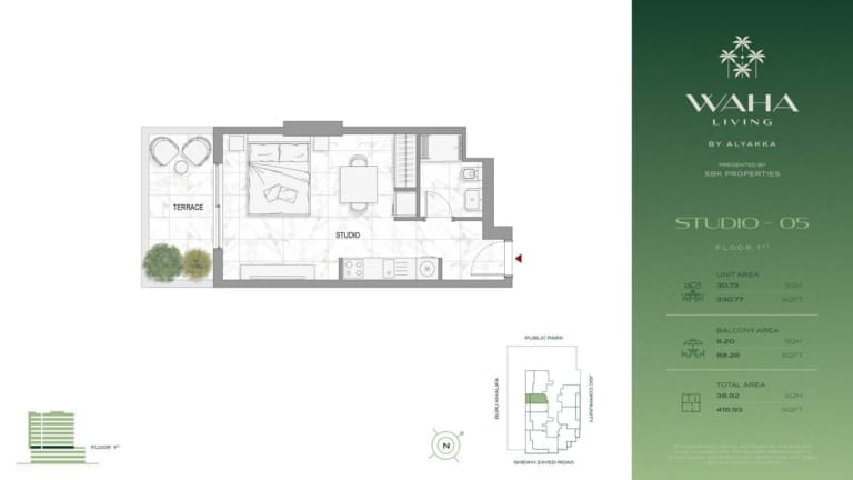 Waha Living Studio Unit 05 Floor Plan