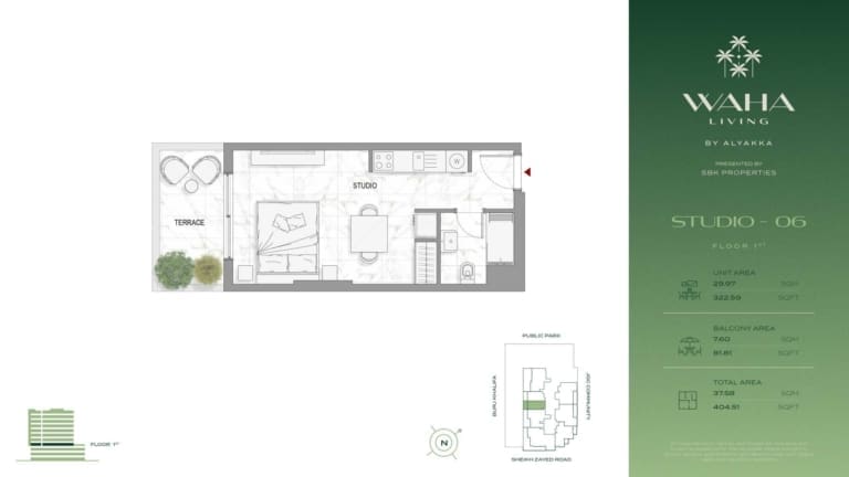 Waha Living Studio Unit 06 Floor Plan