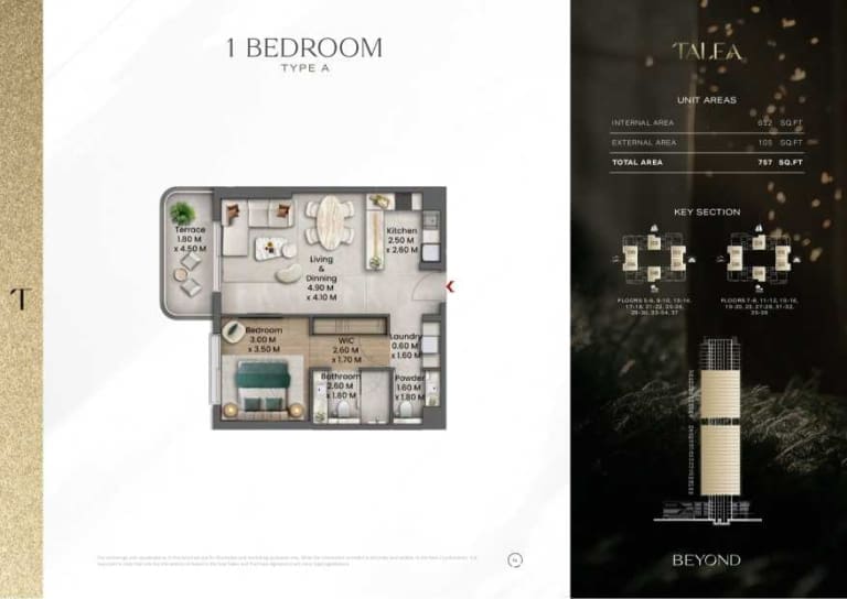 TALEA by Beyond 1 Bedroom Apartment Type A Floor Plan
