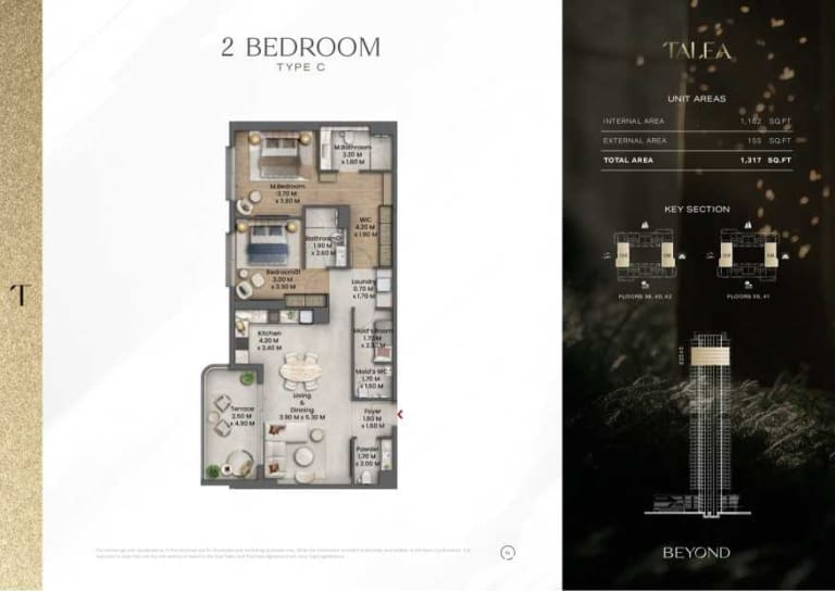 TALEA by Beyond 2 Bedroom Apartment Type C Floor Plan