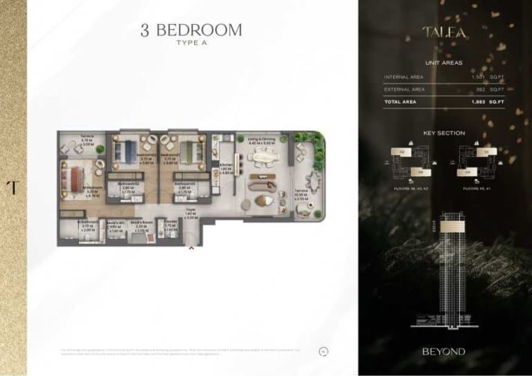 TALEA by Beyond 3 Bedroom Apartment Type A Floor Plan