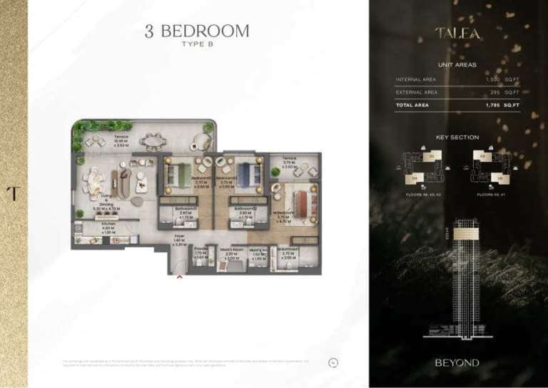 TALEA by Beyond 3 Bedroom Apartment Type B Floor Plan