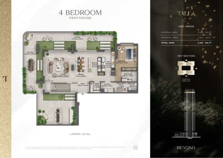TALEA by Beyond 4 Bedroom Penthouse Lower Level Floor Plan