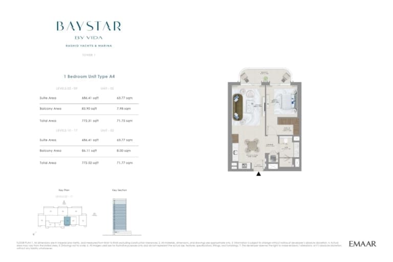 Baystar by Vida 1 Bedroom Type A4 Floor Plan