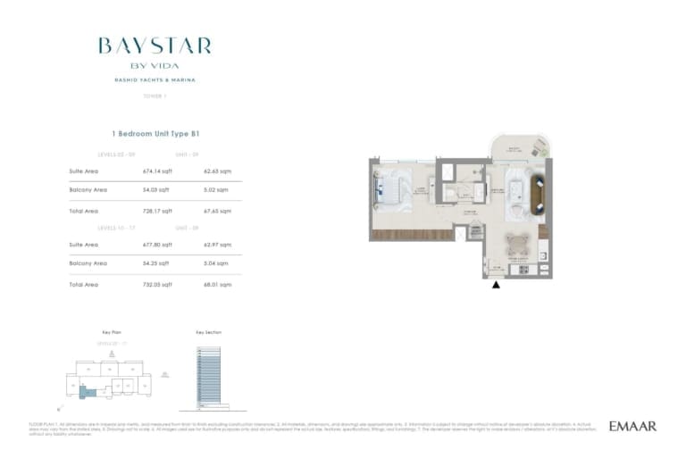 Baystar by Vida 1 Bedroom Type B1 Floor Plan