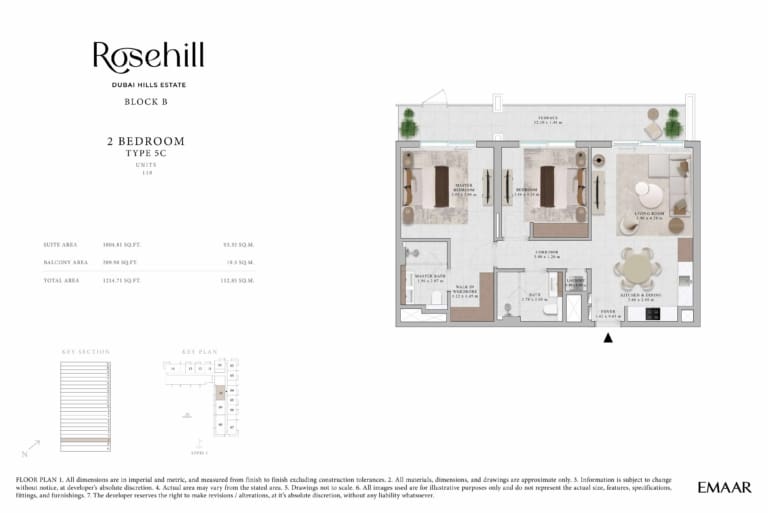 Rosehill by Emaar 2 Bedroom Apartment Type 5C Floor Plan