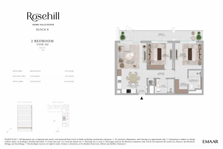 Rosehill by Emaar 2 Bedroom Apartment Type 5D Floor Plan