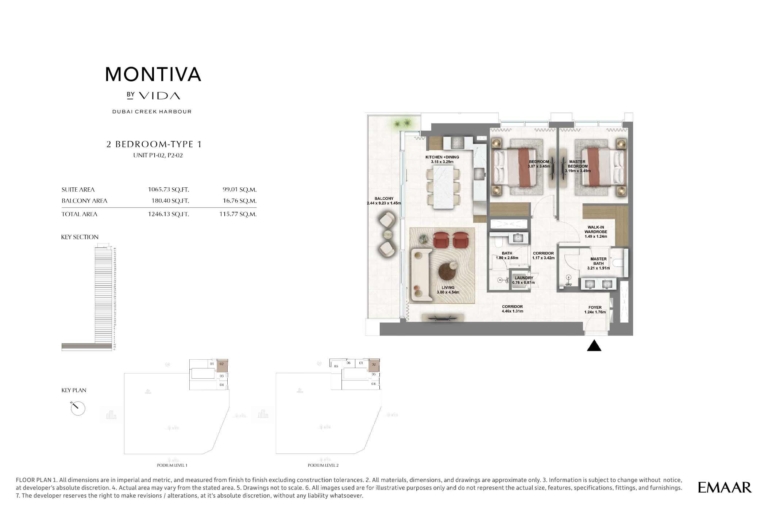 Montiva by Vida 2 Bedroom Type 1 Floor Plan