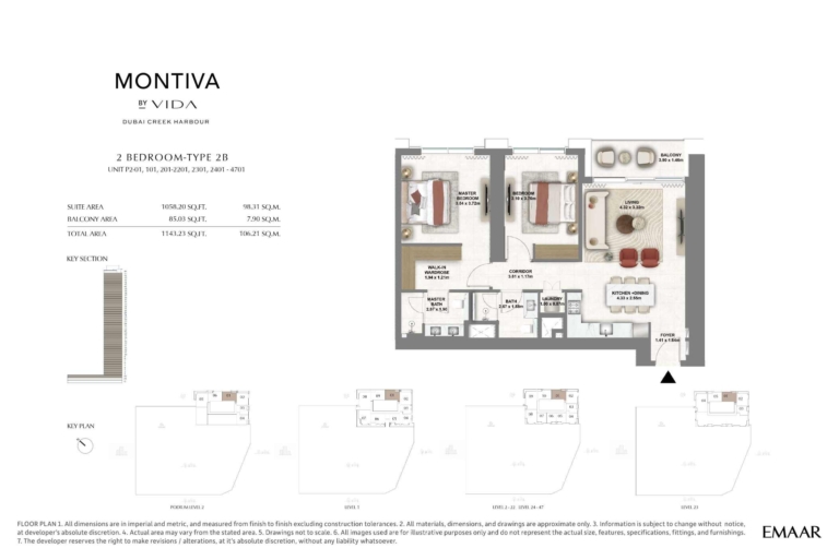 Montiva by Vida 2 Bedroom Type 2B Floor Plan