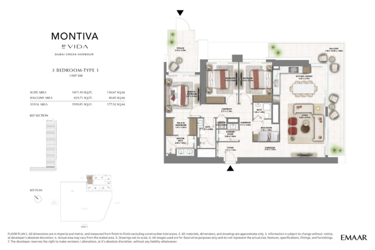 Montiva by Vida 3 Bedroom Type 1 Floor Plan