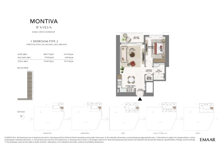 Montiva by Vida 1 Bedroom Type 2 Floor Plan